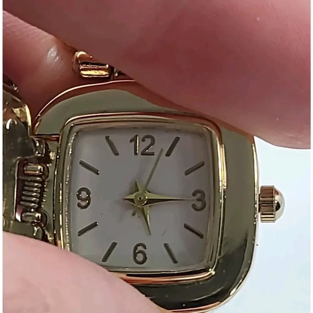 Charter Club Women's Gold Tone Blue Stone Closed Face Watch Tassel Link Works